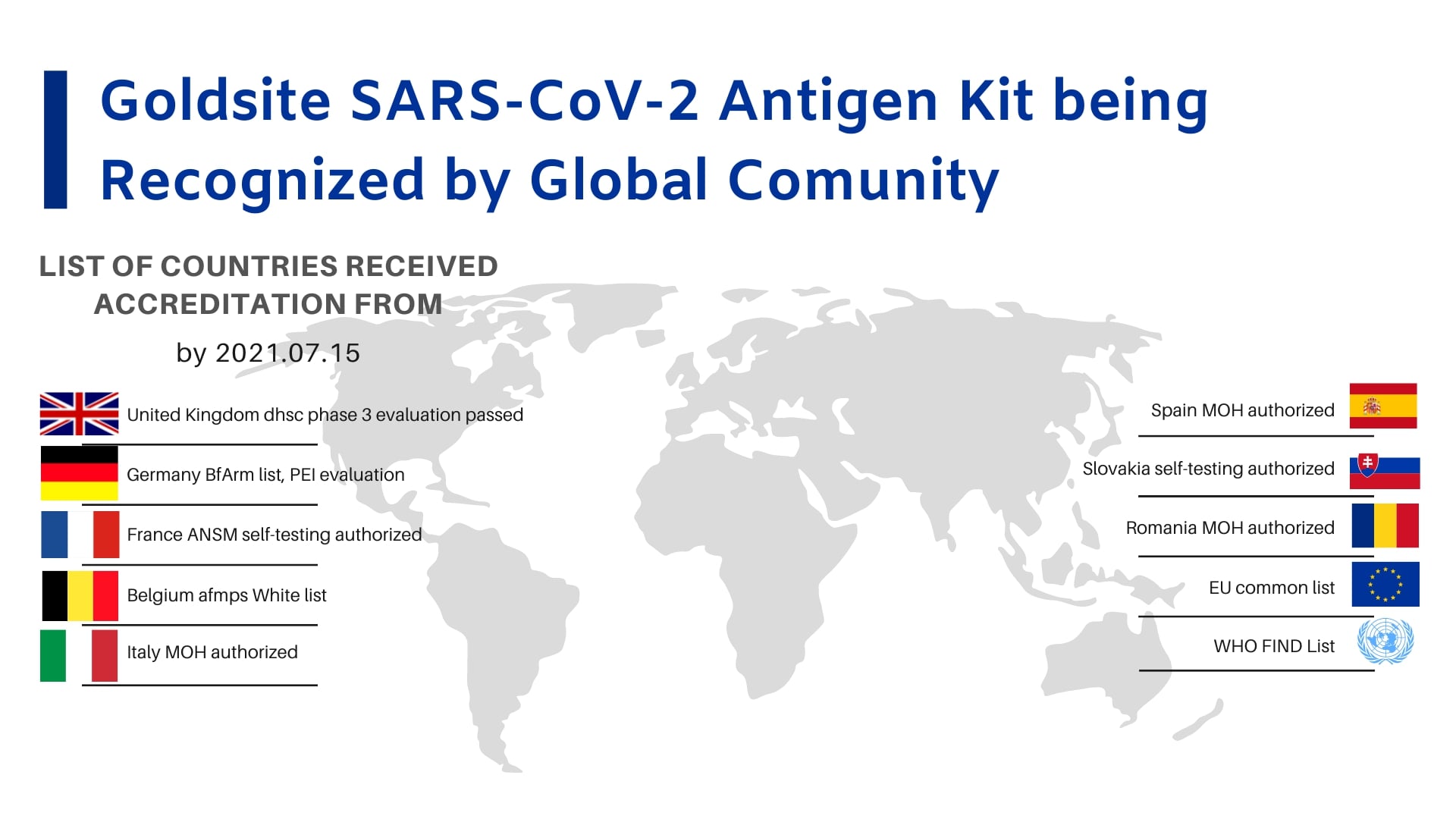 Un aperçu de la certification du kit d'antigène SRAS-CoV-2 reçu par Goldsite (en mise à jour) 