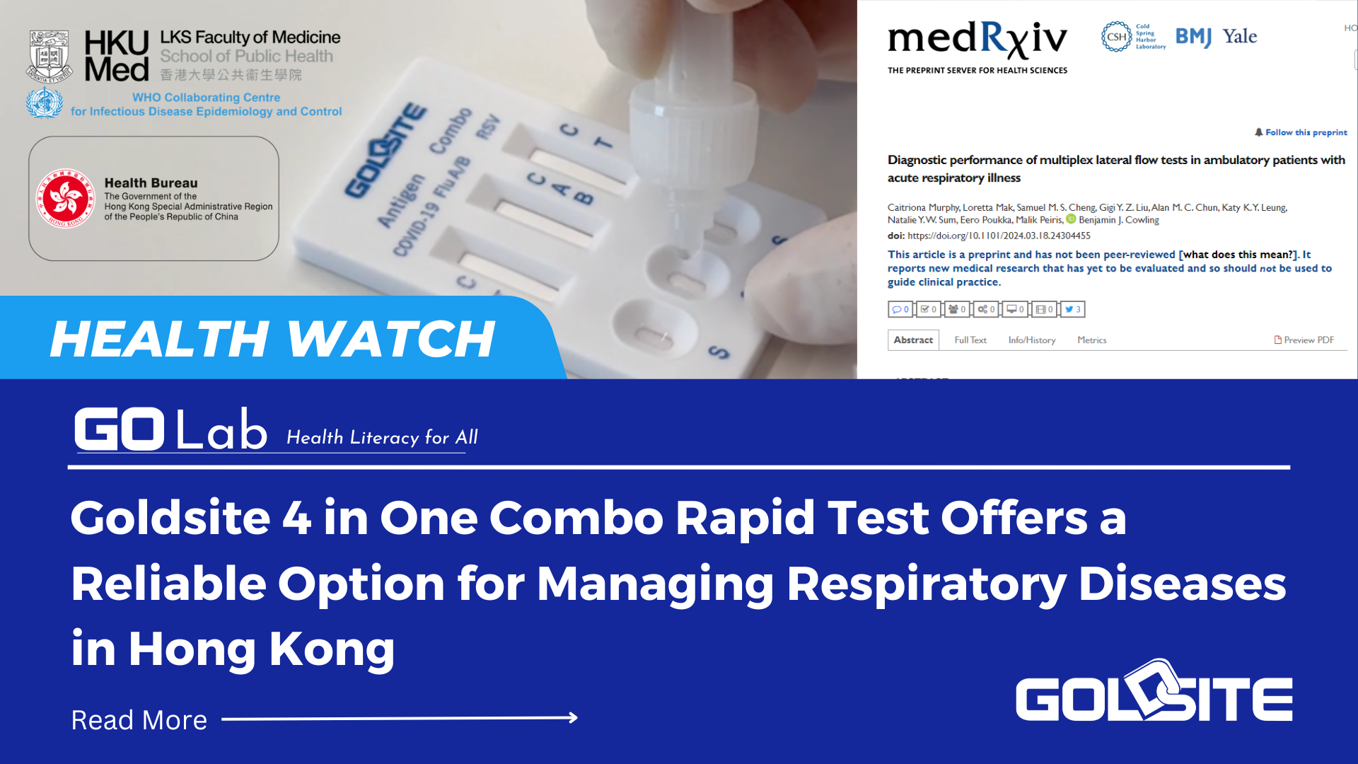 Goldsite Le test rapide combiné 4 en un offre une option fiable pour la gestion des maladies respiratoires à Hong Kong