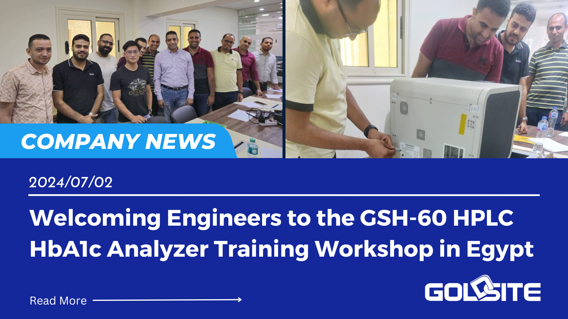 Accueil des ingénieurs à l'atelier de formation sur l'analyseur HPLC HbA1c GSH-60 en Égypte